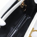 Salvatore Ferragamo Gancini Hand Bag Leather White Gold Auth 114378-21