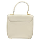Salvatore Ferragamo Gancini Hand Bag Leather White Gold Auth 114378-2