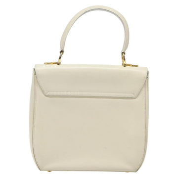 Salvatore Ferragamo Gancini Hand Bag Leather White Gold Auth 114378 - 0