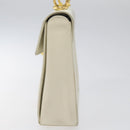 Salvatore Ferragamo Gancini Hand Bag Leather White Gold Auth 114378-3