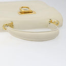 Salvatore Ferragamo Gancini Hand Bag Leather White Gold Auth 114378-7