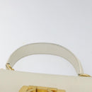Salvatore Ferragamo Gancini Hand Bag Leather White Gold Auth 114378-14