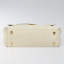 Salvatore Ferragamo Gancini Hand Bag Leather White Gold Auth 114378-5