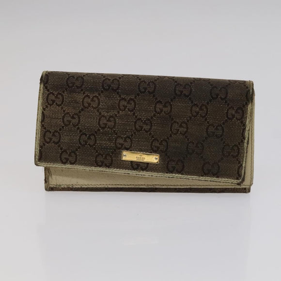 GUCCI GG Canvas Wallet Leather 5 Set Beige Black yellow Auth 114398