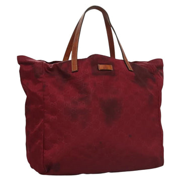GUCCI GG Canvas Tote Bag Nylon Red 282439 Auth 114411