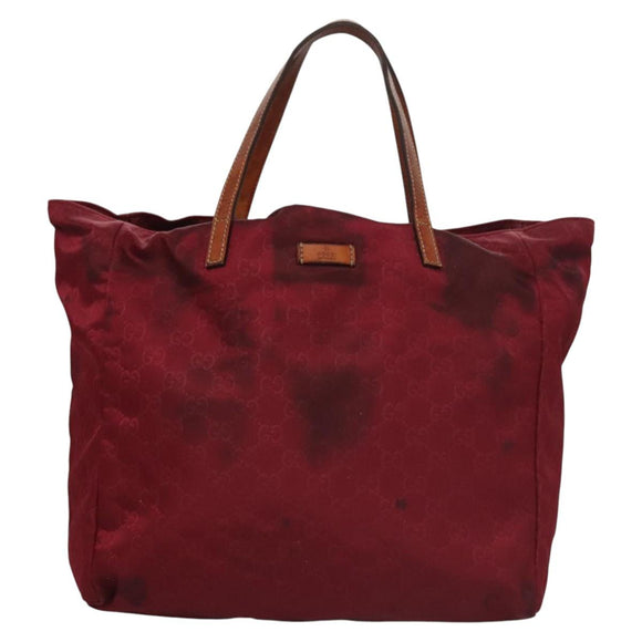 GUCCI GG Canvas Tote Bag Nylon Red 282439 Auth 114411
