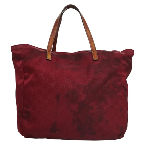 GUCCI GG Canvas Tote Bag Nylon Red 282439 Auth 114411
