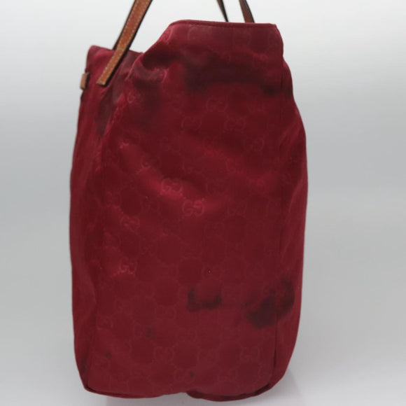 GUCCI GG Canvas Tote Bag Nylon Red 282439 Auth 114411
