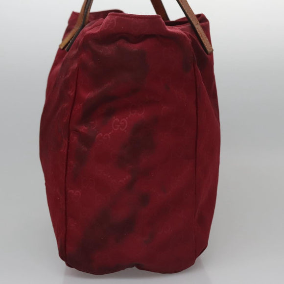 GUCCI GG Canvas Tote Bag Nylon Red 282439 Auth 114411