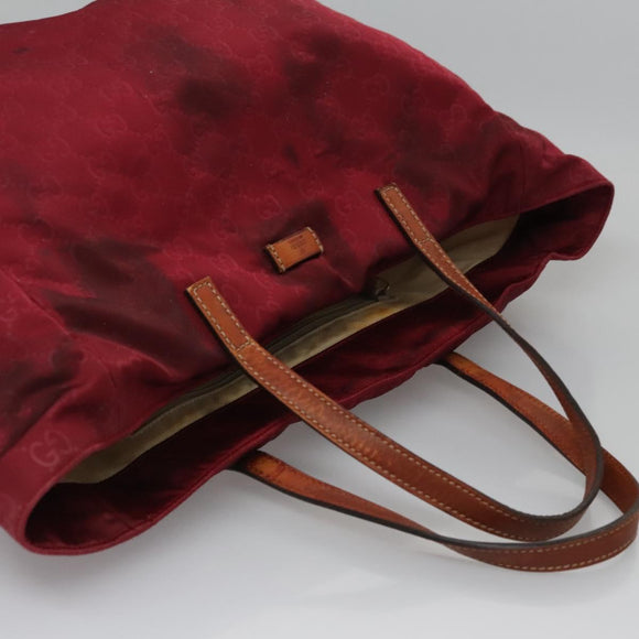 GUCCI GG Canvas Tote Bag Nylon Red 282439 Auth 114411