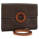 CELINE Macadam Canvas Shoulder Bag PVC Brown Gold Auth 114415-1