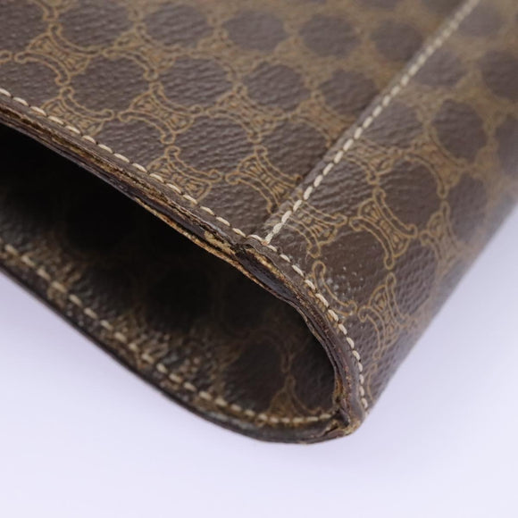 CELINE Macadam Canvas Shoulder Bag PVC Brown Gold Auth 114415