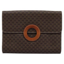 CELINE Macadam Canvas Shoulder Bag PVC Brown Gold Auth 114415-13