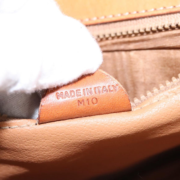 CELINE Macadam Canvas Shoulder Bag PVC Brown Gold Auth 114415