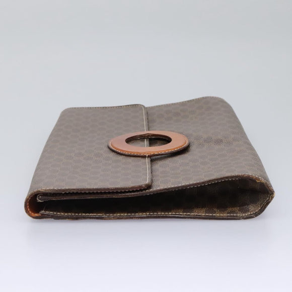 CELINE Macadam Canvas Shoulder Bag PVC Brown Gold Auth 114415