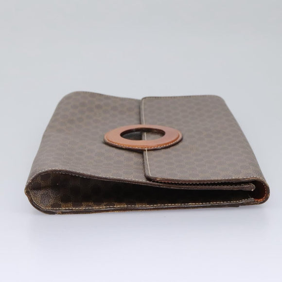 CELINE Macadam Canvas Shoulder Bag PVC Brown Gold Auth 114415