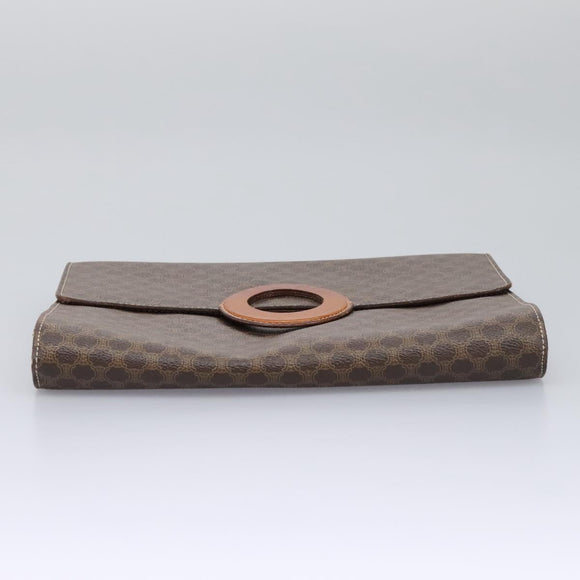 CELINE Macadam Canvas Shoulder Bag PVC Brown Gold Auth 114415