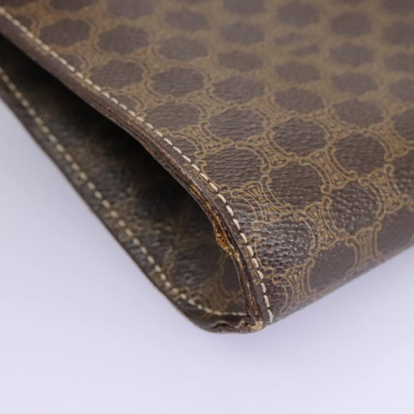 CELINE Macadam Canvas Shoulder Bag PVC Brown Gold Auth 114415