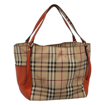 BURBERRY Nova Check Tote Bag PVC Beige Auth 114419