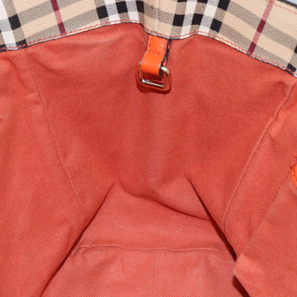 BURBERRY Nova Check Tote Bag PVC Beige Auth 114419