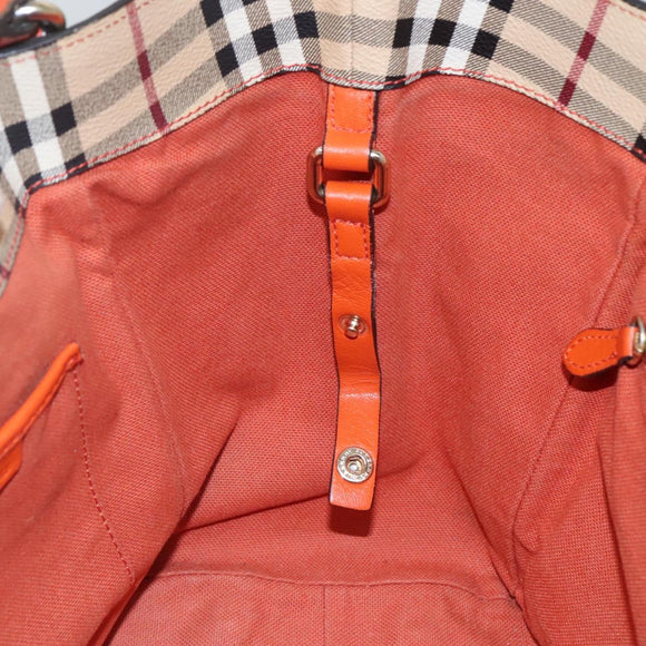 BURBERRY Nova Check Tote Bag PVC Beige Auth 114419