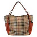 BURBERRY Nova Check Tote Bag PVC Beige Auth 114419-13
