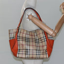 BURBERRY Nova Check Tote Bag PVC Beige Auth 114419-23