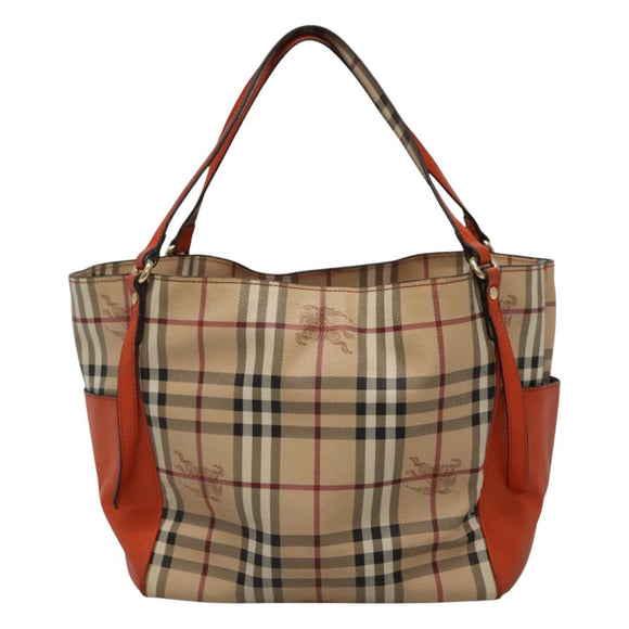 BURBERRY Nova Check Tote Bag PVC Beige Auth 114419