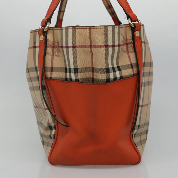 BURBERRY Nova Check Tote Bag PVC Beige Auth 114419