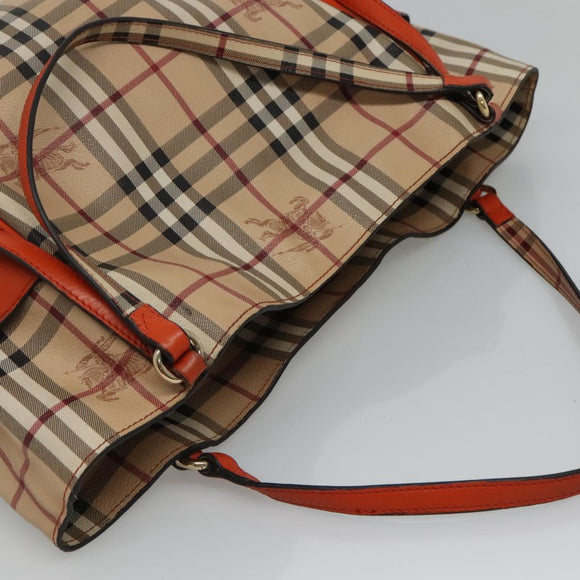 BURBERRY Nova Check Tote Bag PVC Beige Auth 114419
