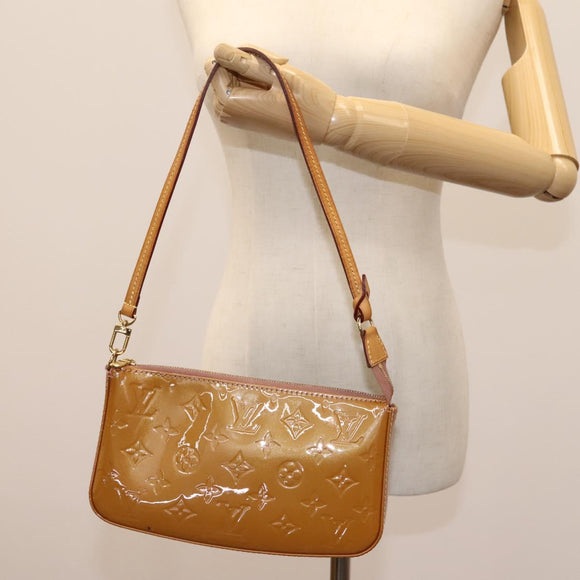 LOUIS VUITTON Vernis Pochette Accessoires Pouch Rose Velours M91575 Auth 114427