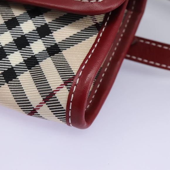 BURBERRY Nova Check Blue Label Waist bag Canvas Beige Auth 114435V