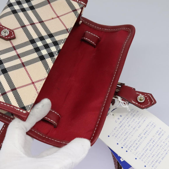 BURBERRY Nova Check Blue Label Waist bag Canvas Beige Auth 114435V