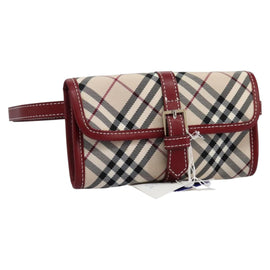 BURBERRY Nova Check Blue Label Waist bag Canvas Beige Auth 114435V