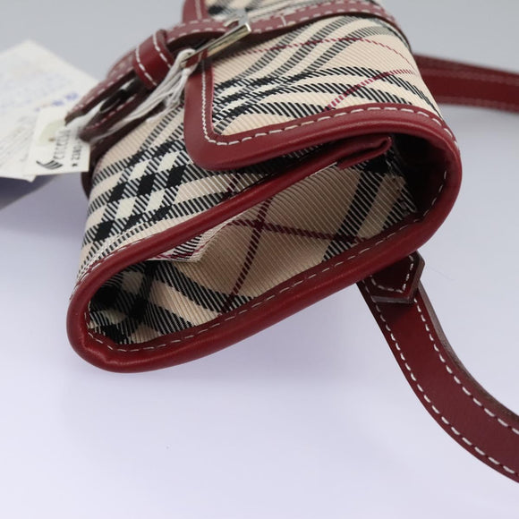 BURBERRY Nova Check Blue Label Waist bag Canvas Beige Auth 114435V