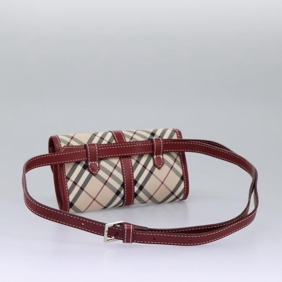 BURBERRY Nova Check Blue Label Waist bag Canvas Beige Auth 114435V