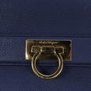 Salvatore Ferragamo Gancini Shoulder Bag Leather Blue Auth 114440-17