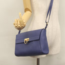 Salvatore Ferragamo Gancini Shoulder Bag Leather Blue Auth 114440-22