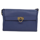 Salvatore Ferragamo Gancini Shoulder Bag Leather Blue Auth 114440-13