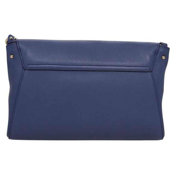 Salvatore Ferragamo Gancini Shoulder Bag Leather Blue Auth 114440