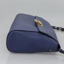 Salvatore Ferragamo Gancini Shoulder Bag Leather Blue Auth 114440-3