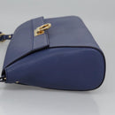 Salvatore Ferragamo Gancini Shoulder Bag Leather Blue Auth 114440-4