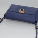 Salvatore Ferragamo Gancini Shoulder Bag Leather Blue Auth 114440-6