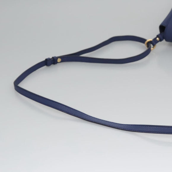 Salvatore Ferragamo Gancini Shoulder Bag Leather Blue Auth 114440