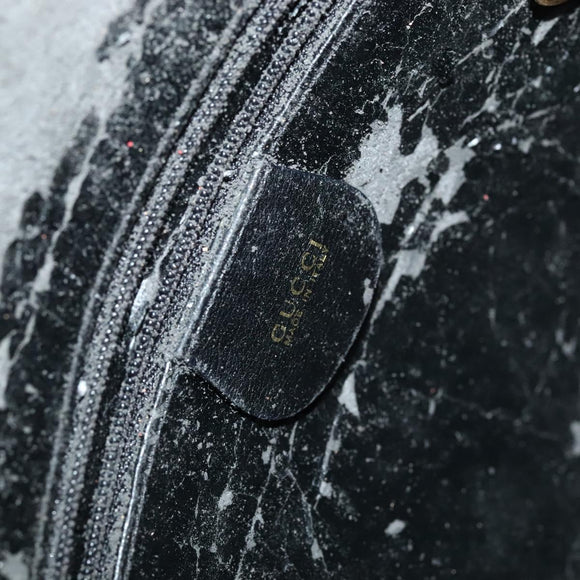 GUCCI Bamboo Hand Bag Leather 2way Black 001 1638 Auth 114458