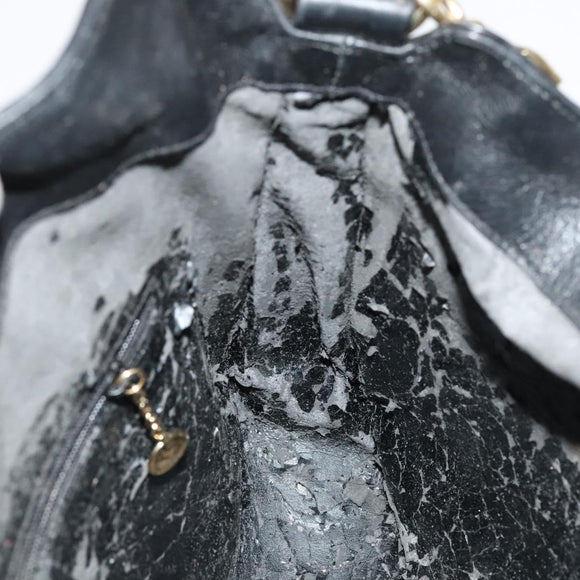 GUCCI Bamboo Hand Bag Leather 2way Black 001 1638 Auth 114458