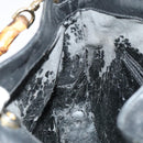 GUCCI Bamboo Hand Bag Leather 2way Black 001 1638 Auth 114458-18