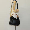 GUCCI Bamboo Hand Bag Leather 2way Black 001 1638 Auth 114458-21