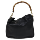 GUCCI Bamboo Hand Bag Leather 2way Black 001 1638 Auth 114458-2