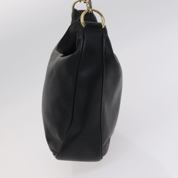 GUCCI Bamboo Hand Bag Leather 2way Black 001 1638 Auth 114458